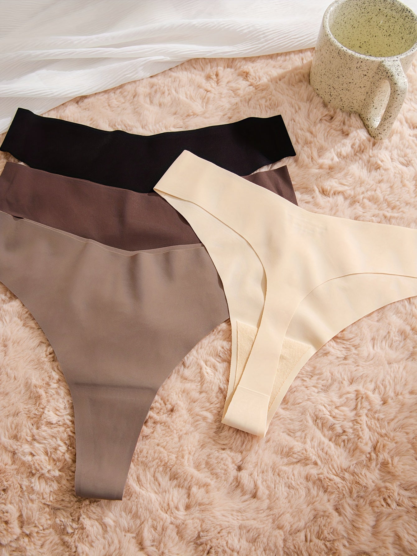 Seamless Solid Lingerie Sets for Women Wireless Bra and Elastic Thong Pack