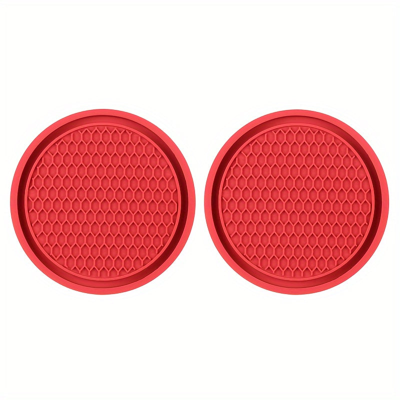 2pcs Car Water Cup Base Non-slip Mat Interior Decoration Black