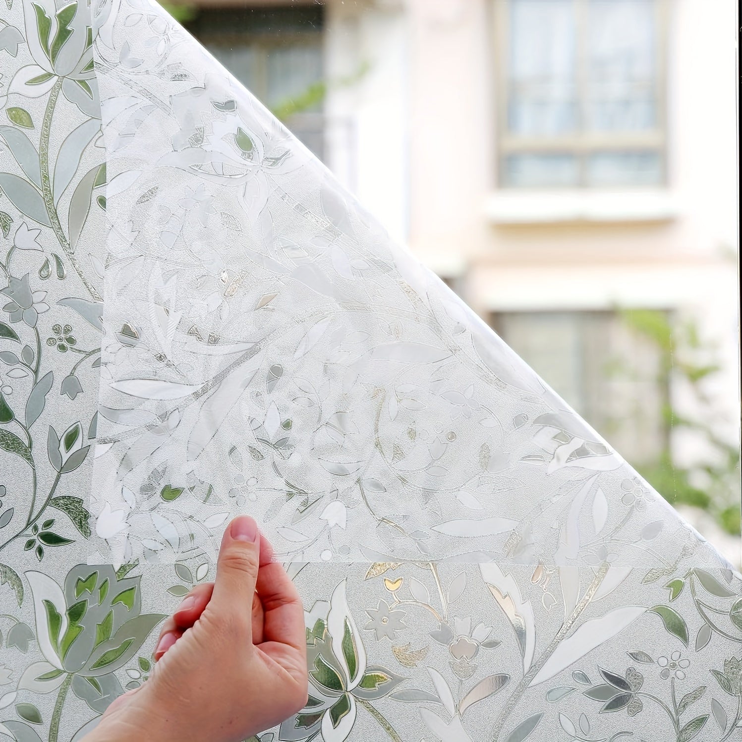 Contemporary Tulip Pattern PVC Window Privacy Film Static Cling Glass Cover