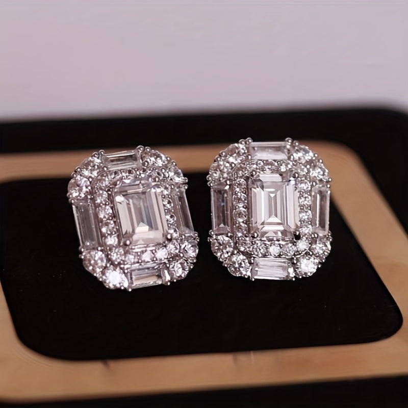 Rectangular Zirconia Earrings for Brides and Special Occasions