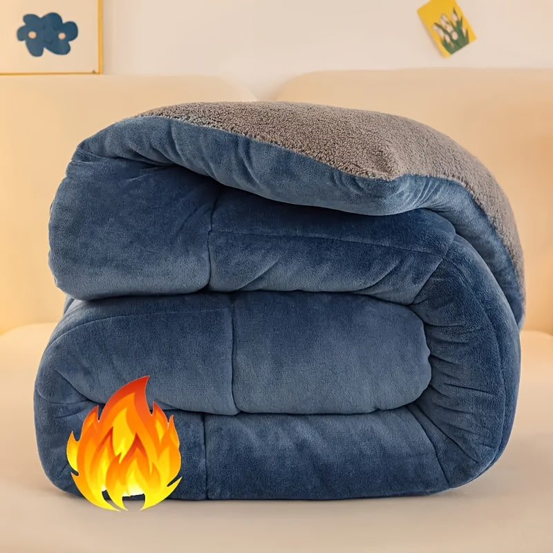 All-Season Thick Quilted Fleece Blanket Microfiber Plush Breathable Solid Color