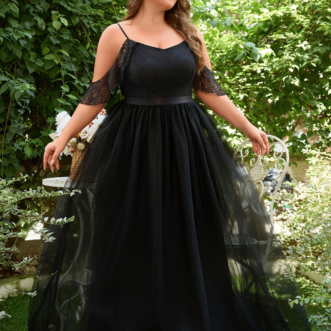 Plus Size Women's Lace Tulle Off-Shoulder Evening Gown Burgundy A-Line Mermaid Party Dress