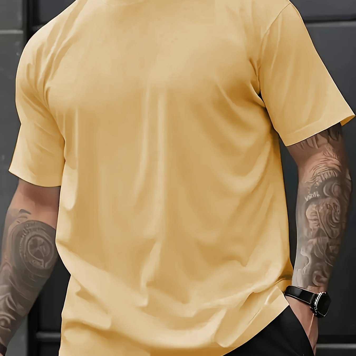Men's Casual T-Shirt Large Size Short Sleeve Polyester Breathable Comfortable