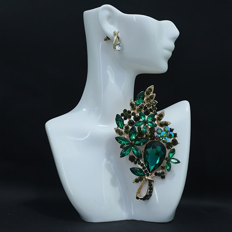 Flower-Shaped Rhinestone Brooch for Women, Elegant Lapel Pin for Dresses and Coats