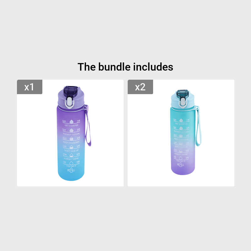 Water Bottle Set with Large Plastic Cup and Medium Cups 750ml