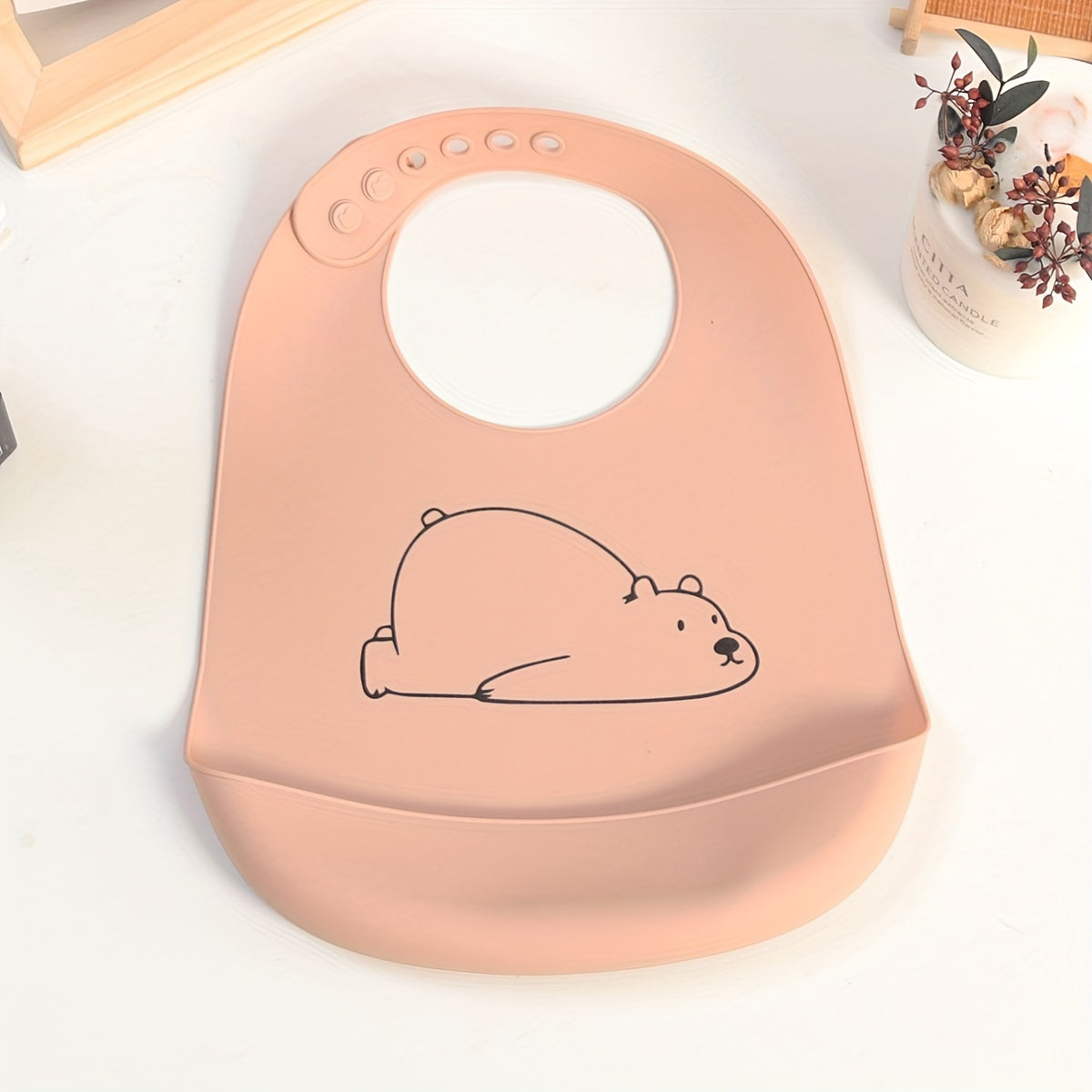 Baby Silicone Bib for Infants Waterproof Lion Print Durable Food Catcher