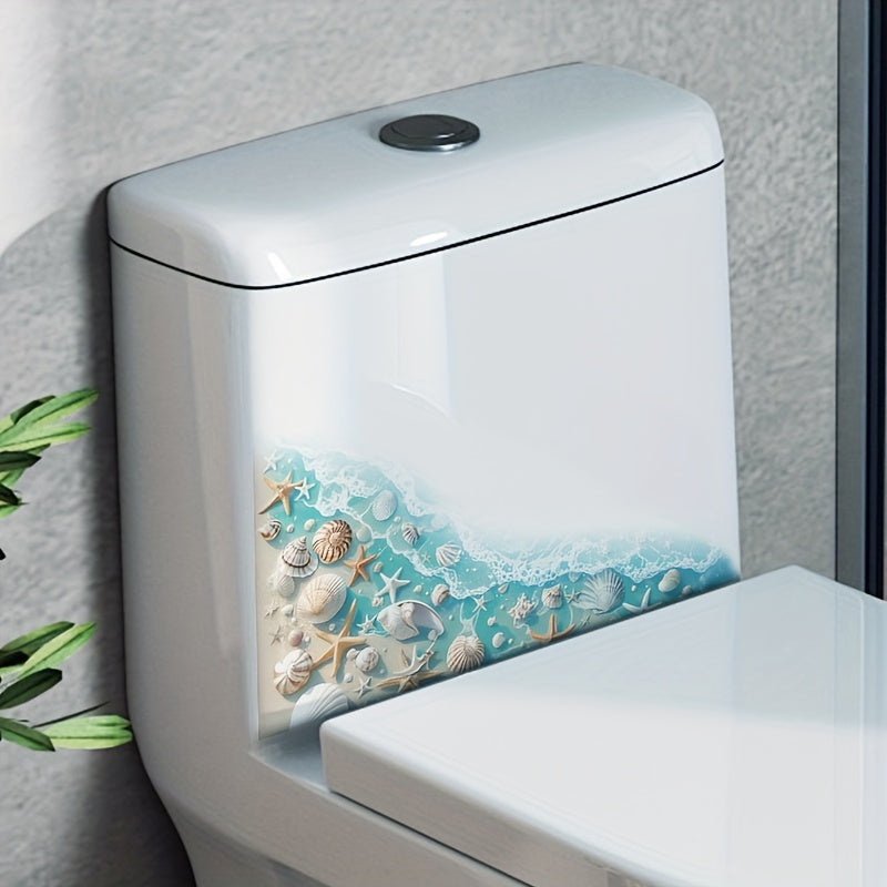 Beach Themed Toilet Lid Decal Starfish Conch Shell Bathroom Wall Sticker for Christmas Halloween