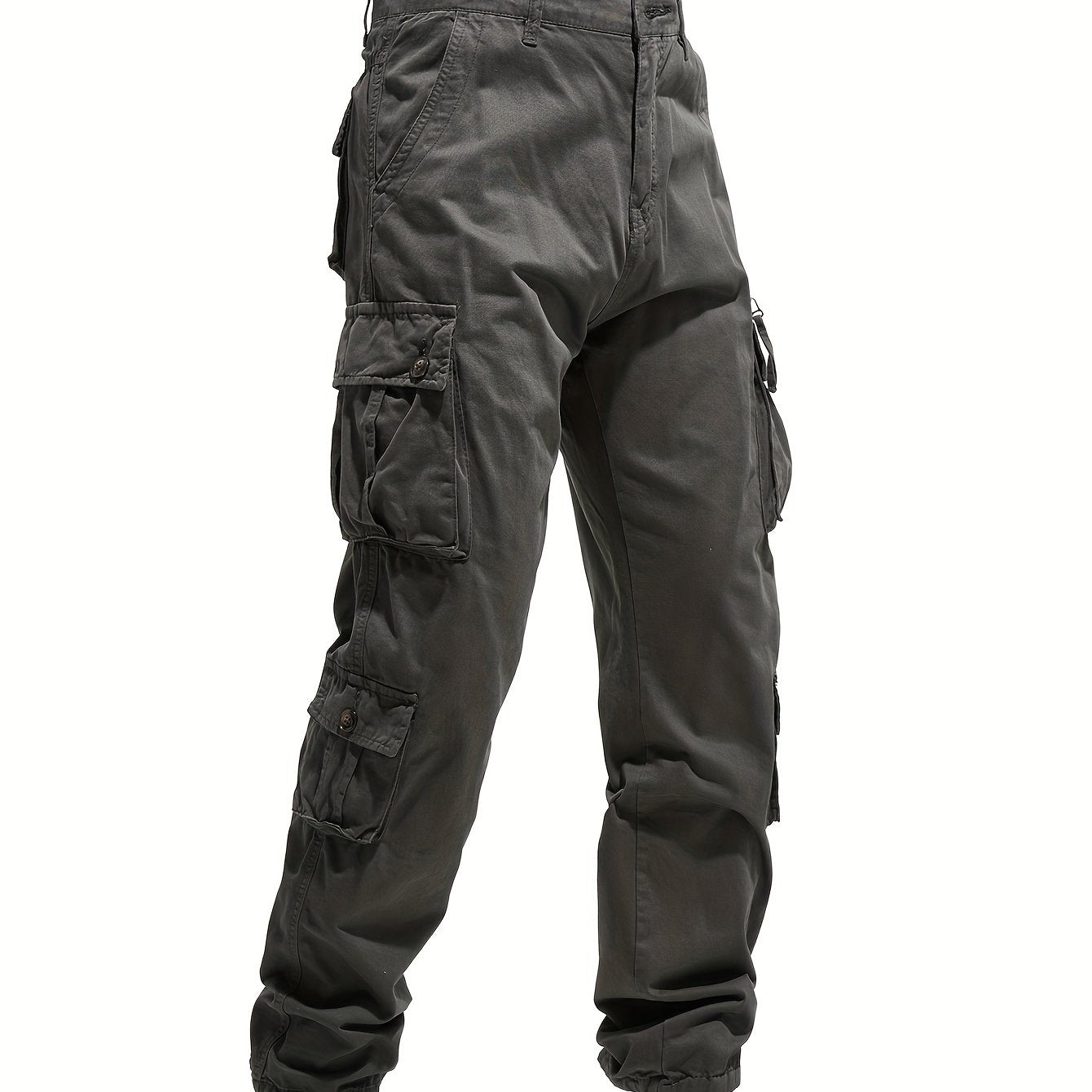 Men's Plus-Size Cotton Cargo Pants with 8 Pockets for Outdoor Activities