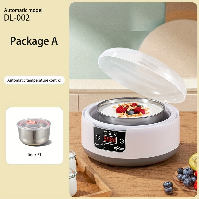 Raqamli displey bilan katta hajmli avtomatik yogurt tayyorlovchi, yogurt va fermentlangan oziq-ovqatlar uchun ideal. Kuzatuv talab qilinmaydi. Yevropa standarti rozetkasi. Shisha idish dizayni.