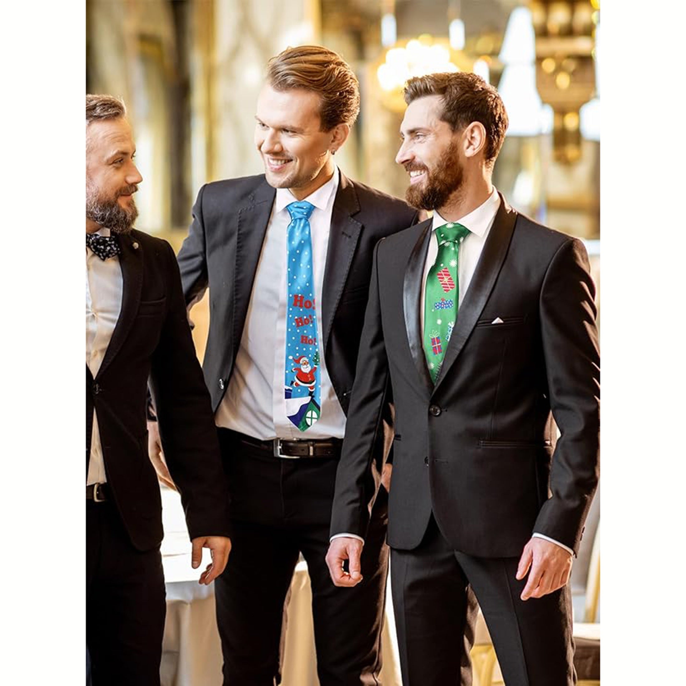 Unisex Christmas Tie Polyester Santa Snowman Candy Cane Holiday Party Accessory