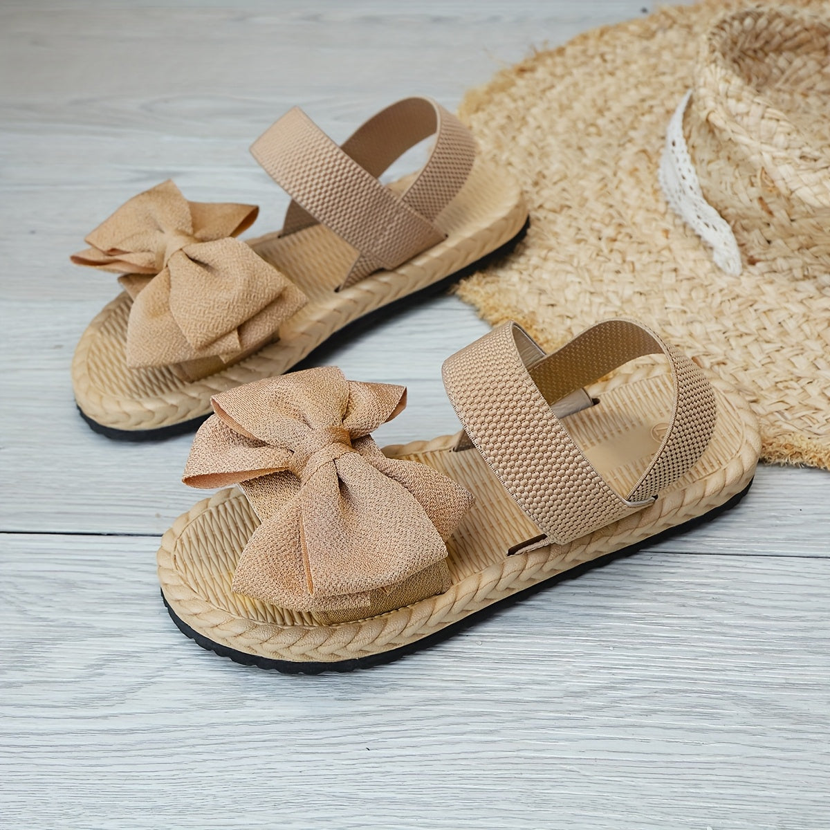 Women Flat Sandals Bow Elegant Bohemian Wedding Party Shoes