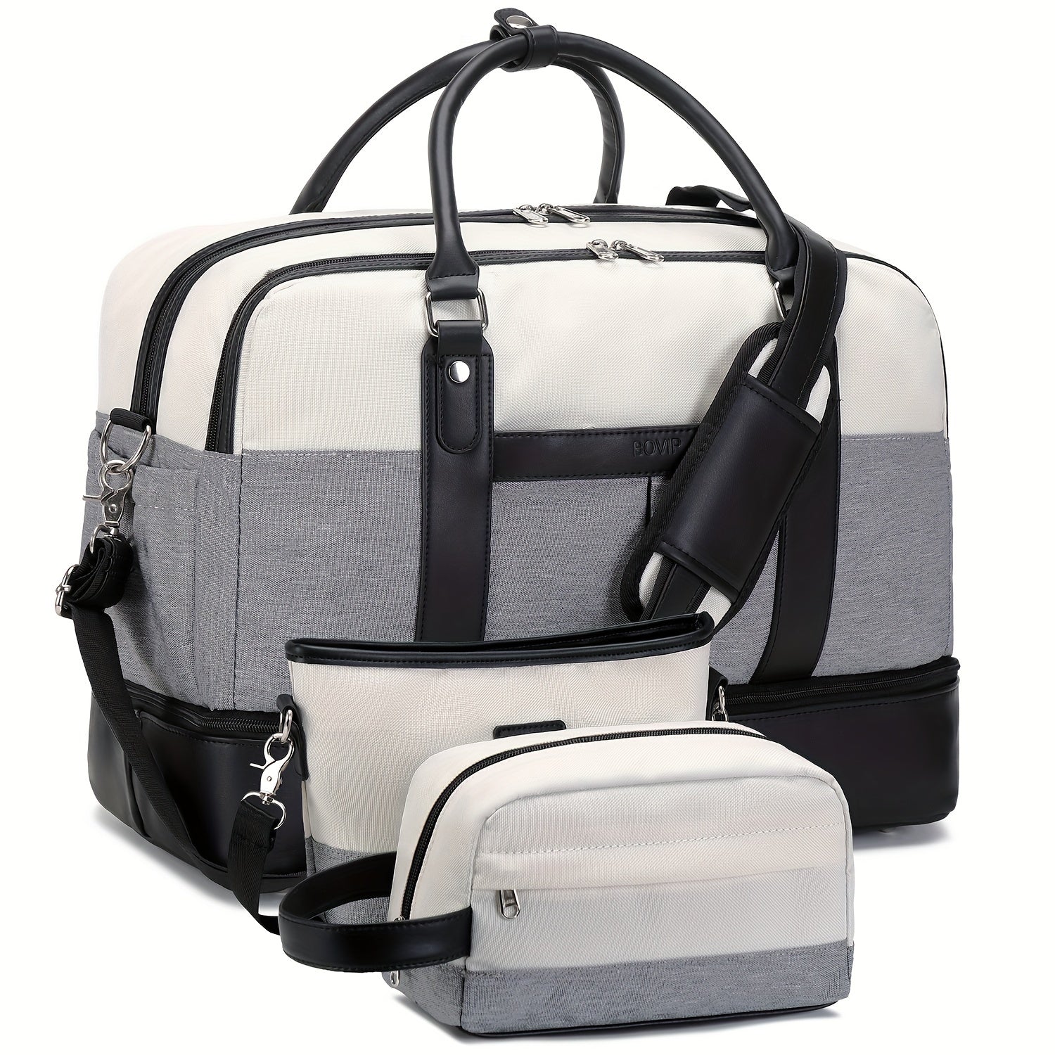 White Canvas Travel Bag with Detachable Strap for Daily Use