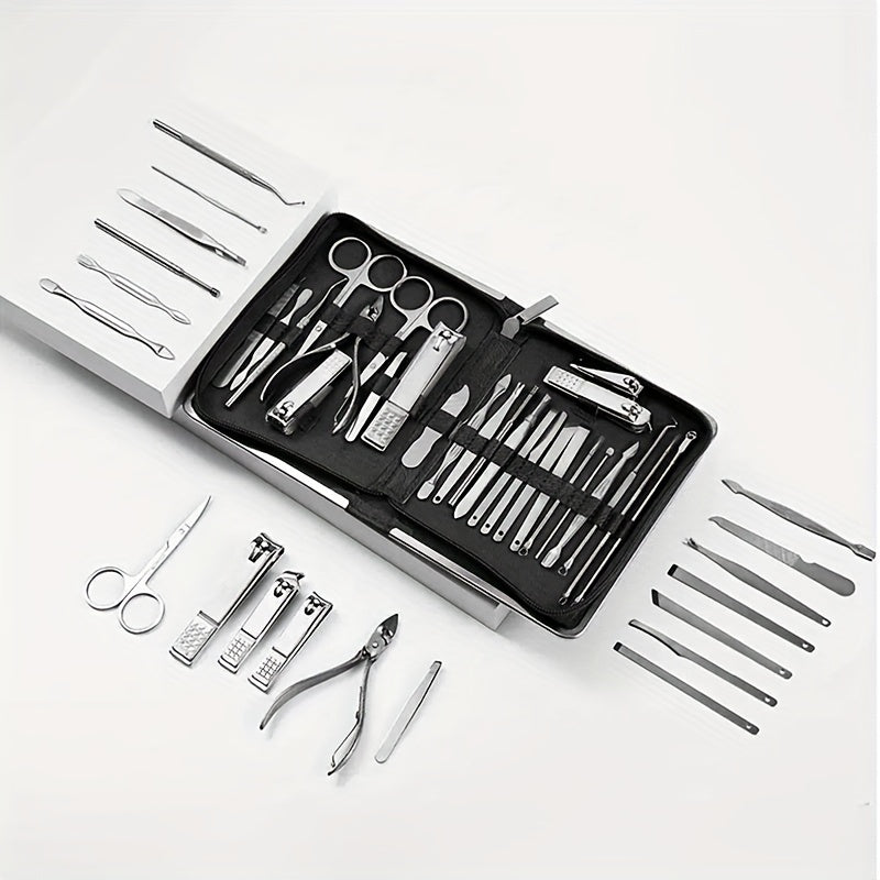 26-Piece Stainless Steel Nail Clipper Kit for Men and Women with Ear Spoon and Nail Files