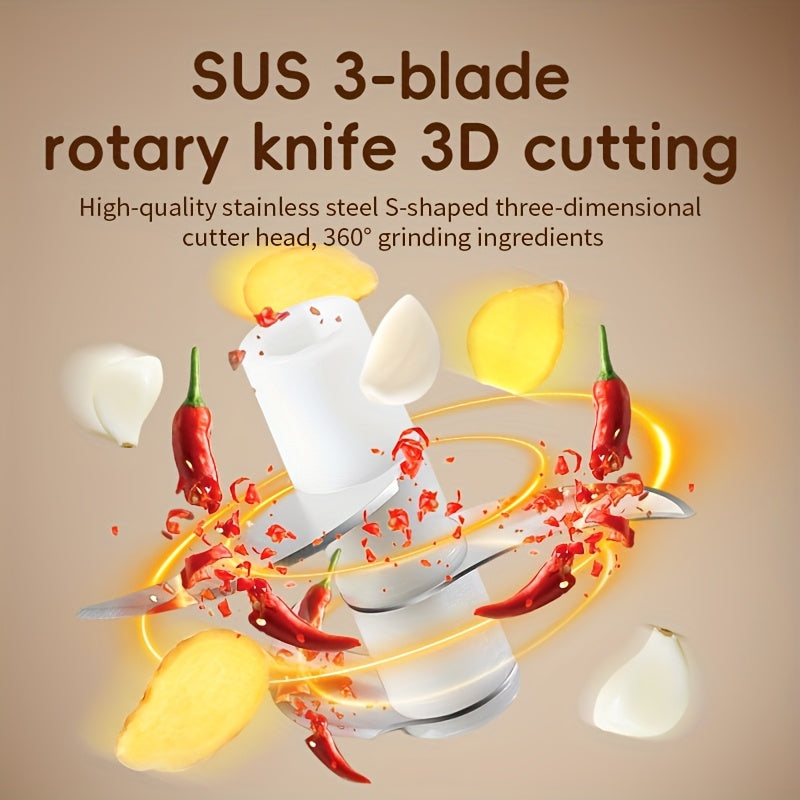 Cordless Mini Food Processor 250ml Stainless Steel Blades Rechargeable Battery