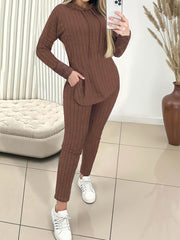 Women's Hoodie and Pants Set Solid Color Spring Fall Polyester Middle-Eastern Style