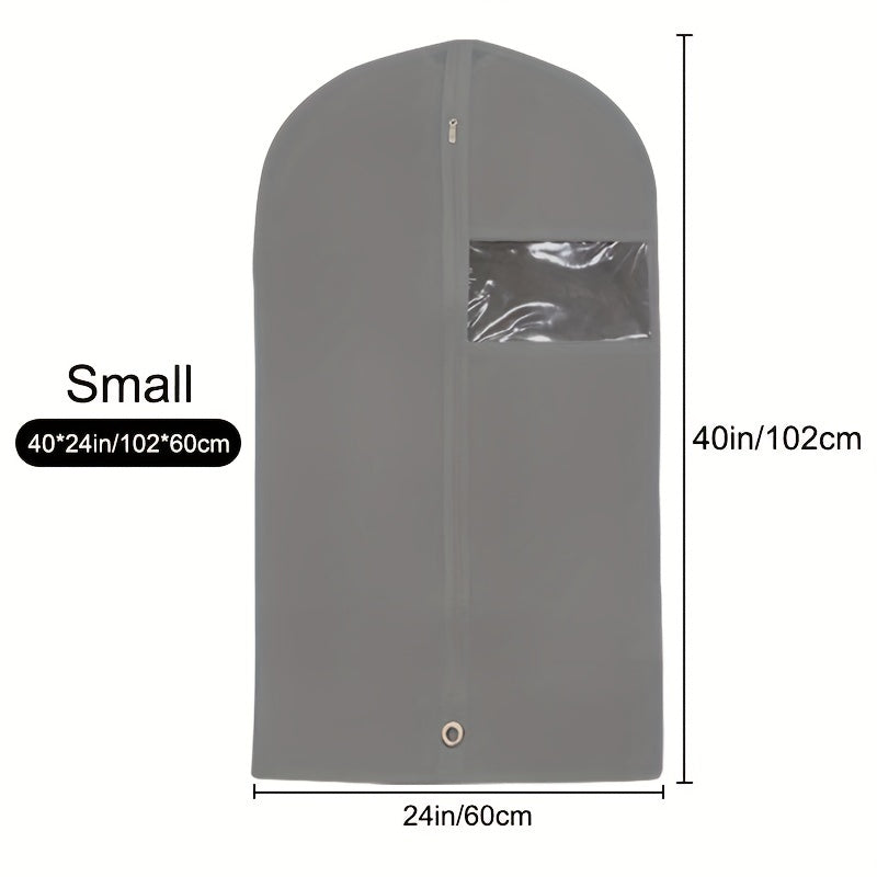 Gray Foldable Non-Woven Garment Bag with Zipper for Travel and Closet Storage