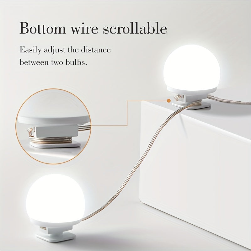 Светодиодная лента для зеркал для макияжа, 10 уровней яркости, 3 цветовых режима, USB, настенное крепление