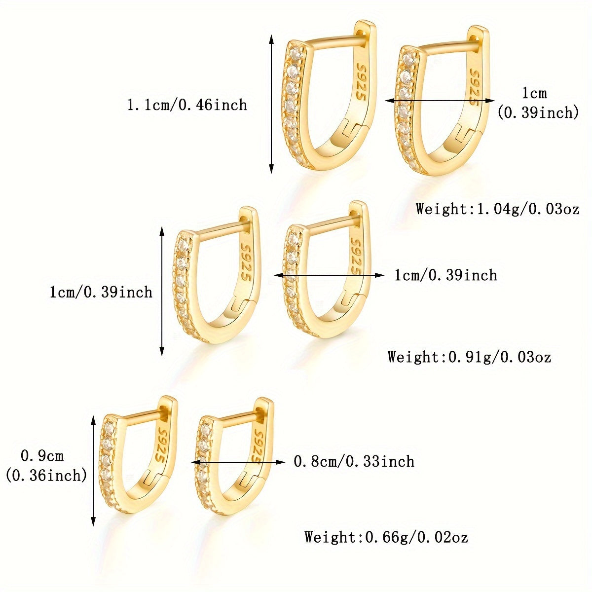 Sterling Silver Hoop Earrings with Zirconia Stones for Women