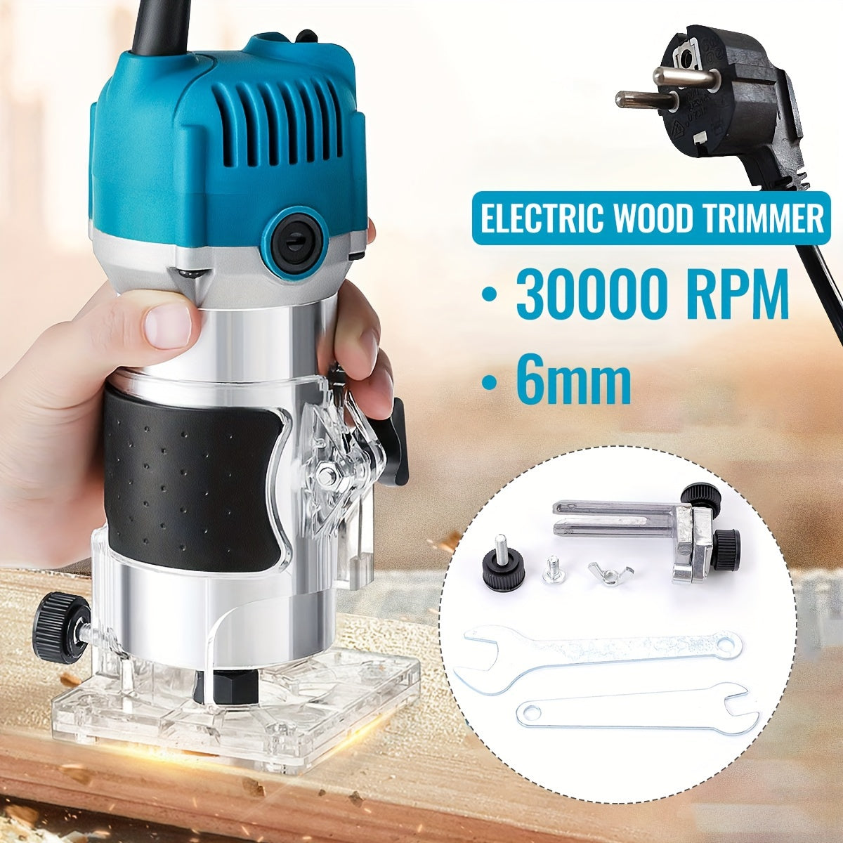 Electric Wood Trimmer 30000 RPM Aluminum Alloy Handheld Router 220-240V European Plug