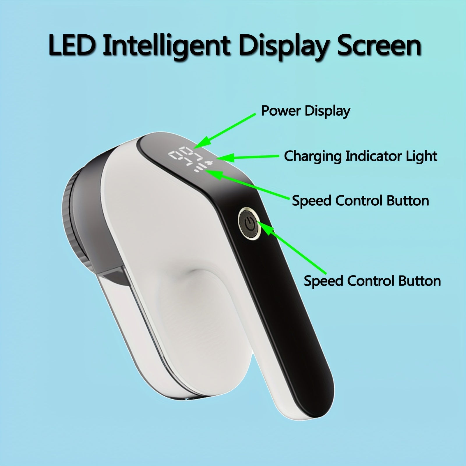 Rechargeable Electric Fabric Shaver with 3 Speeds and LED Display for Clothes and Upholstery