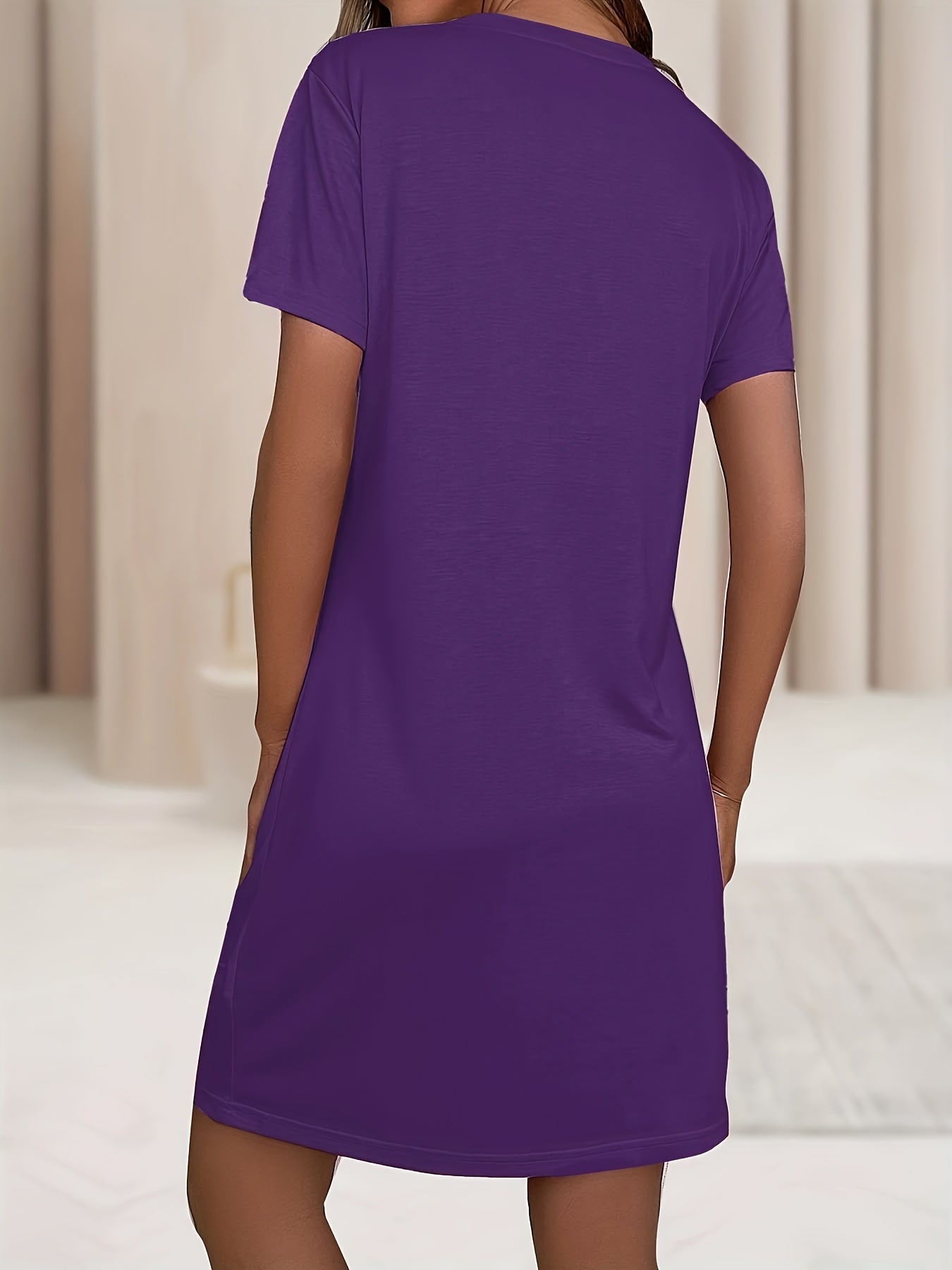 Women's Plus Size Heart Print Sleep Dress Soft Stretchy Nightgown Yellow