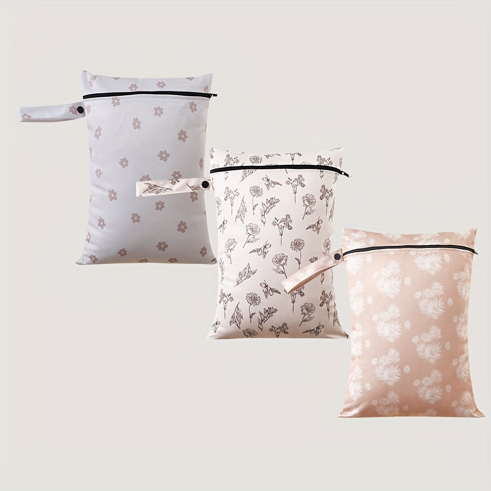 Set of 3 Recycled Waterproof Diaper Bags with Large Capacity for Portable Storage