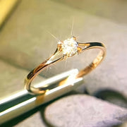 Women's Silver Ring with White Zirconia Inlay Elegant Finger Jewelry