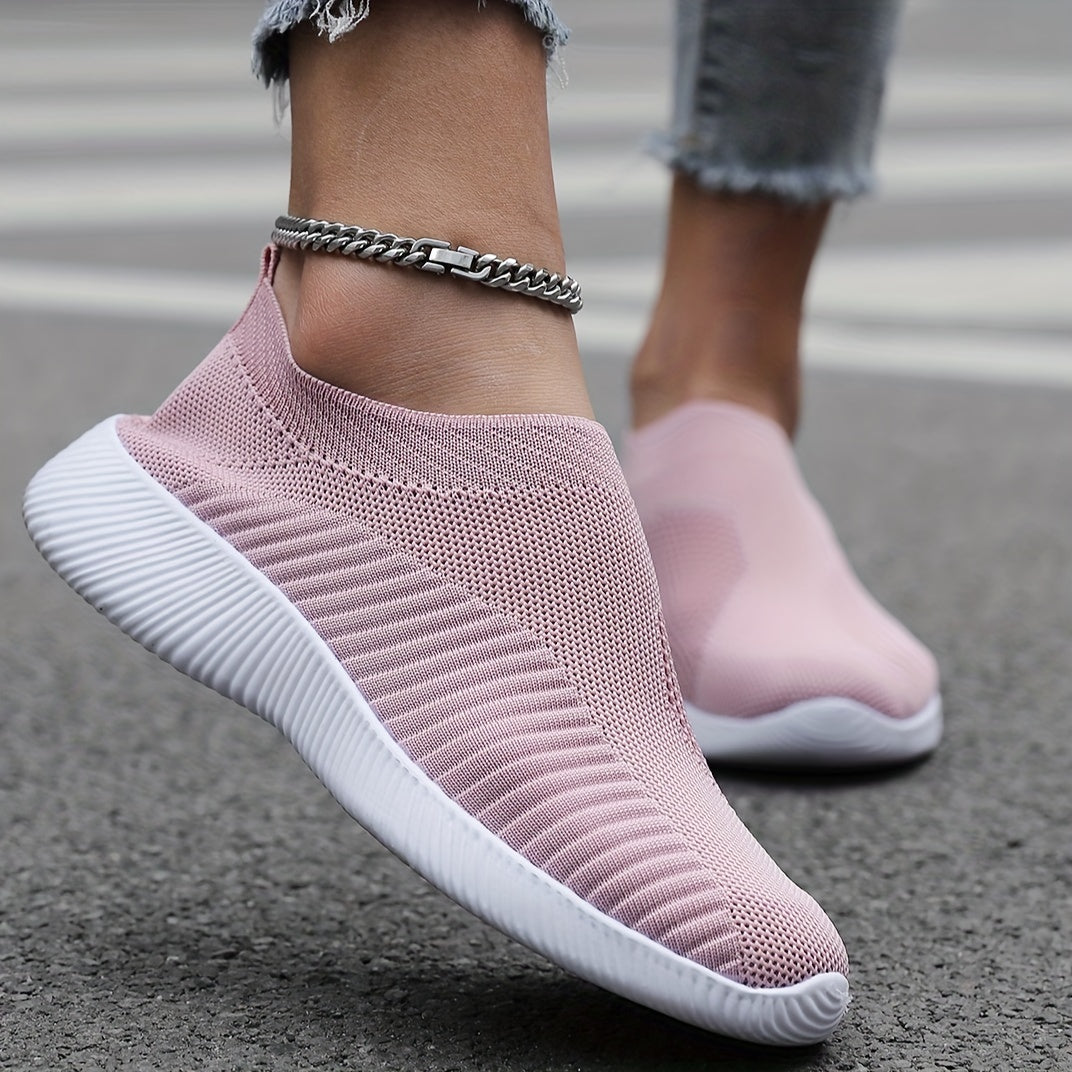 Women's Breathable Woven Sneakers, Lightweight, Plus Size Running Shoes