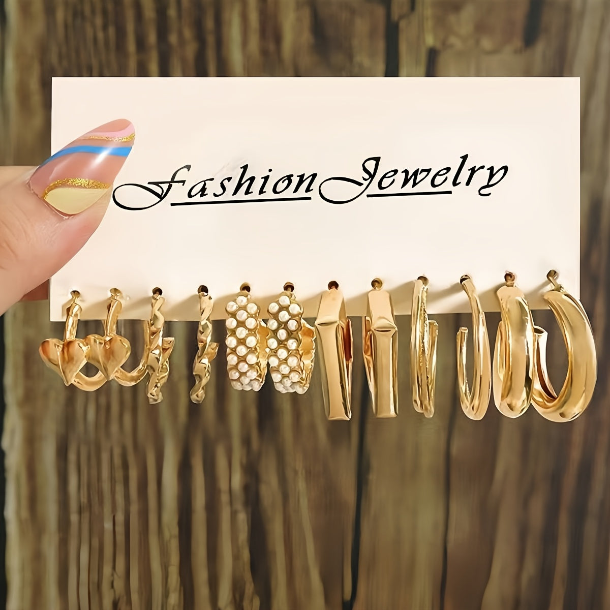 Geometric Earrings with Peach Heart and Twisted Design Imitation Pearl for Daily Wear and Parties