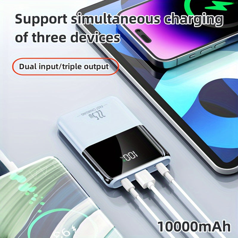 Small Portable Power Bank 10000mAh Fast Charging Dual Input Output Compatible with Android and iPhone