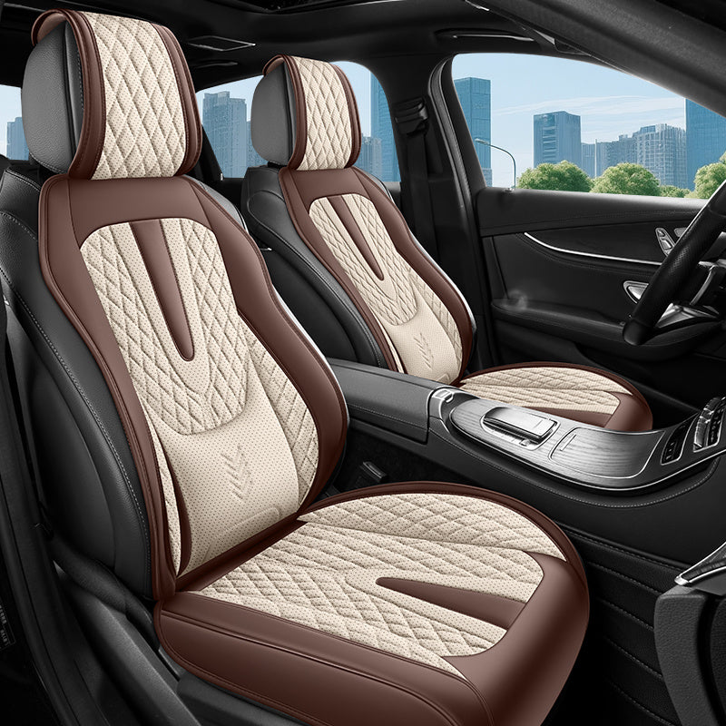 All-Season Faux Leather Car Seat Cover Breathable Dirt-Resistant for 5-Seater