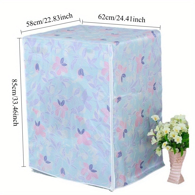 Universal Floral PEVA Washing Machine Cover Dust Shield for Front Load
