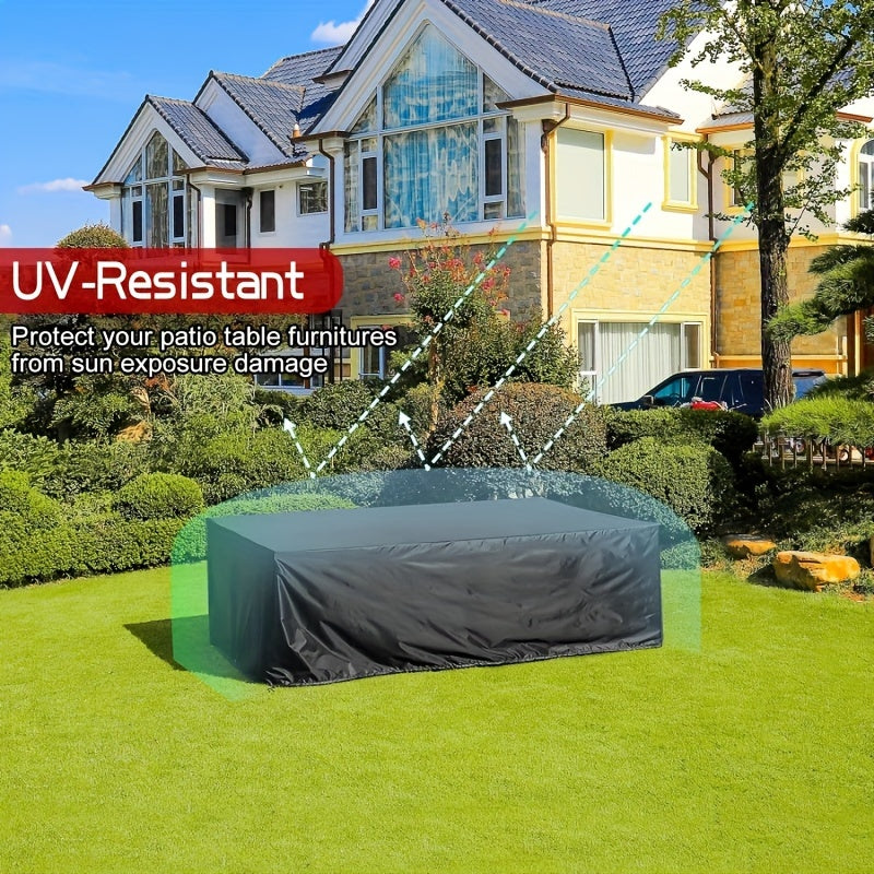 Black Polyester Outdoor Rectangular Table and Chair Cover UV-Resistant All-Season