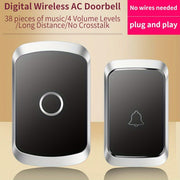 Wireless Doorbell Set with 60 Melodies LED Flashlight 300m Range EU Plug