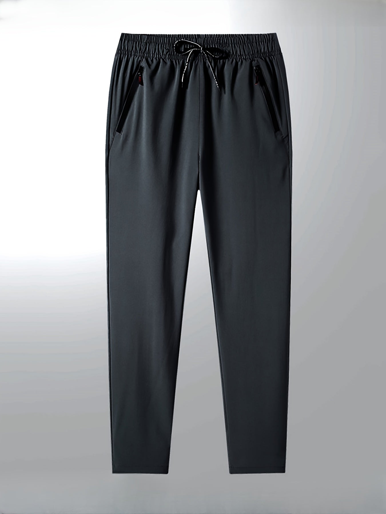 Men's Casual Breathable Polyester Pants Solid Color Lightweight All-Season