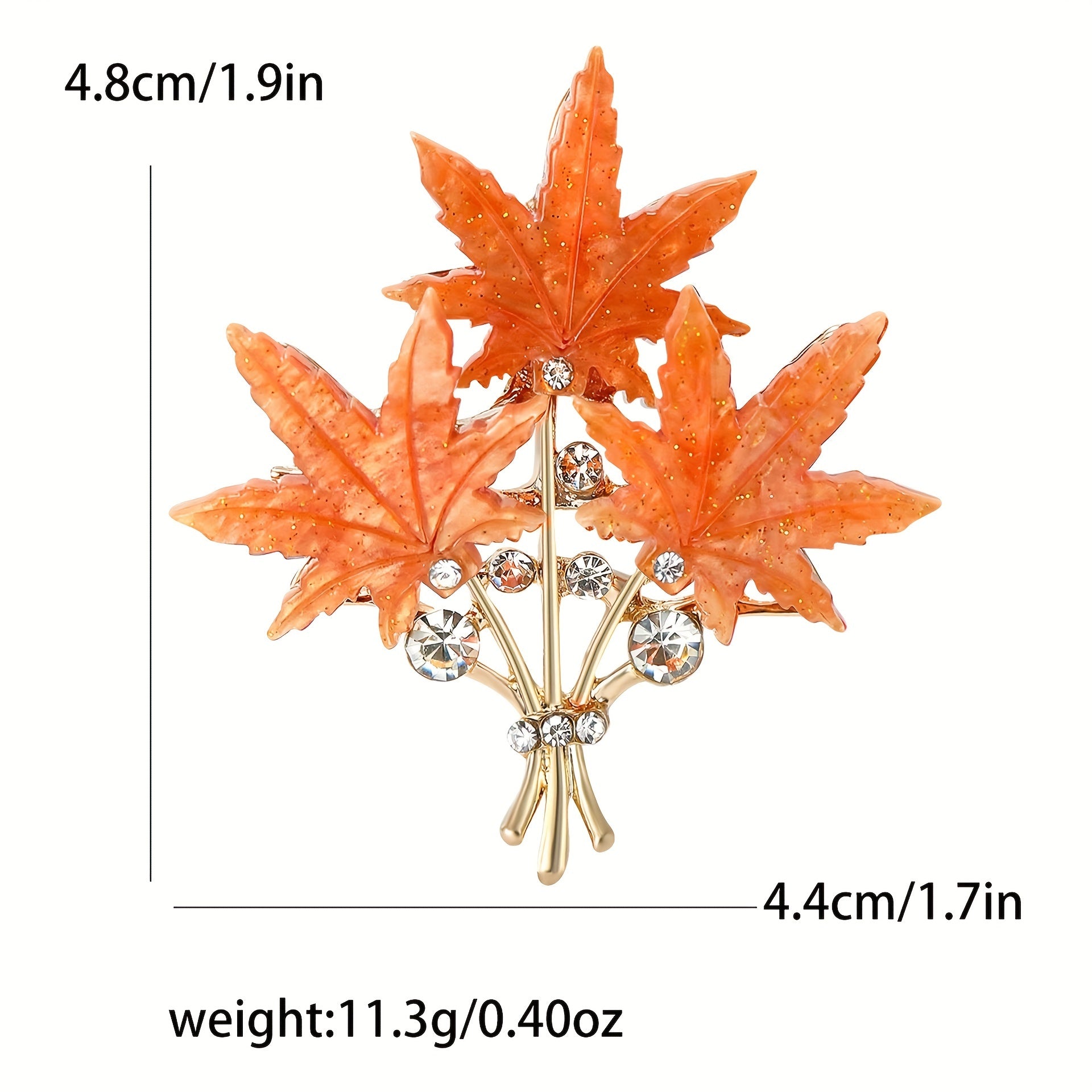 Retro-Inspired Alloy and Acrylic Three-Leaf Maple Brooch for Women