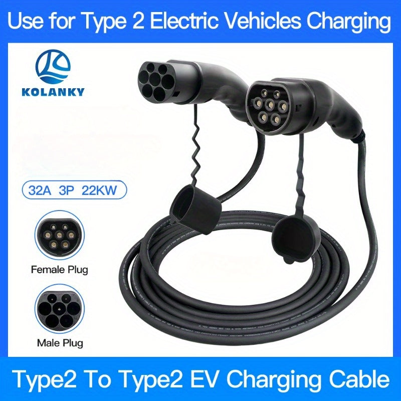 Cable de carga para vehículo eléctrico 16A/32A 5m Tipo 2 IEC 62196 Carga pública AC