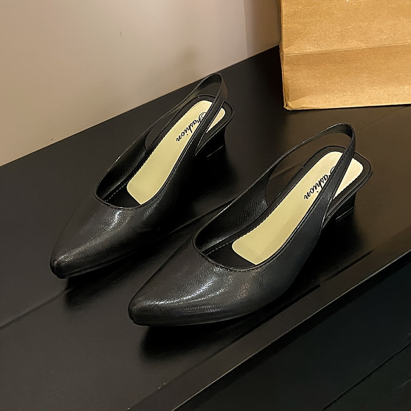 Ayollar uchun fransuz ilhomlangan burunli poyafzal, o'rta balandlikdagi EVA g'ishtli poyabzal, qora va sariq