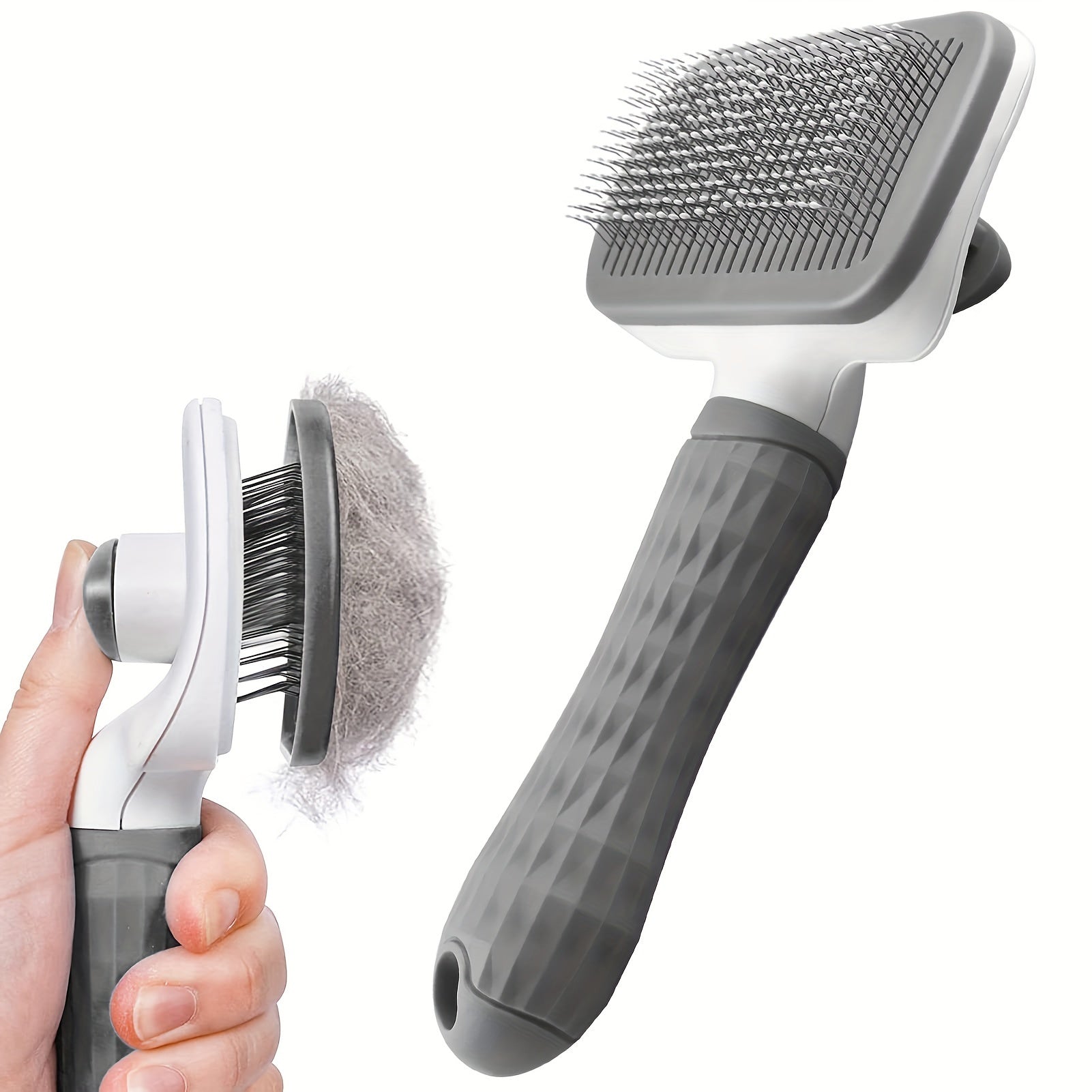 Pet Grooming Brush for Dogs and Cats Deshedding Massage Comb with One-Click Hair Removal Plastic Handle