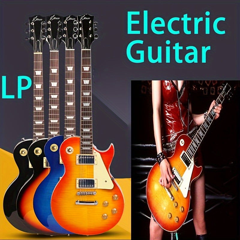 Guitarra eléctrica LP para principiantes y profesionales, 22 trastes, diapasón de palisandro, rojo y negro