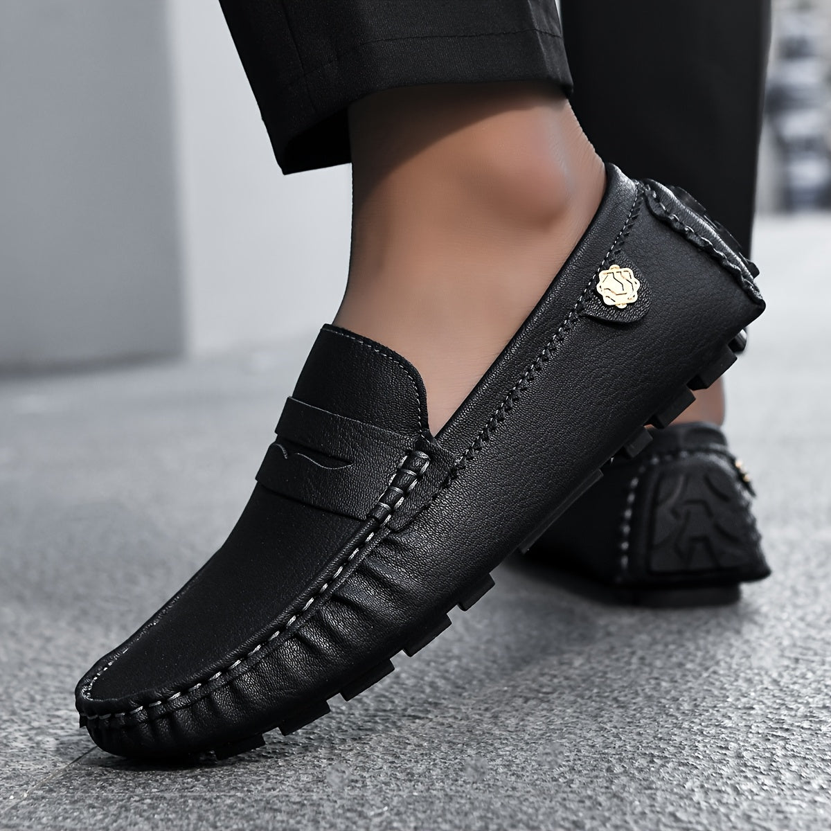 Мужские повседневные мокасины-слипоны с резиновой подошвой, всесезонные, противоскользящие, комфорт