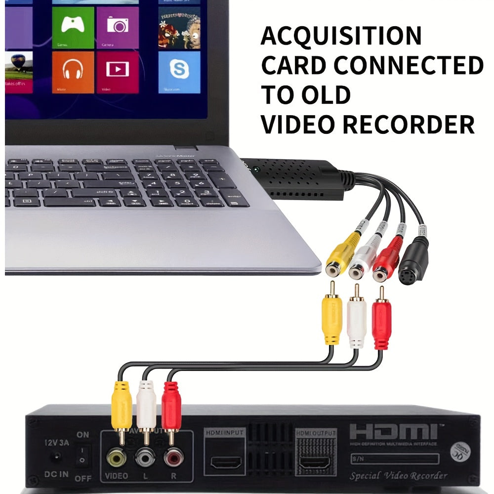 VHS to USB Video Capture Device for Analog to Digital Conversion Windows Mac Compatible