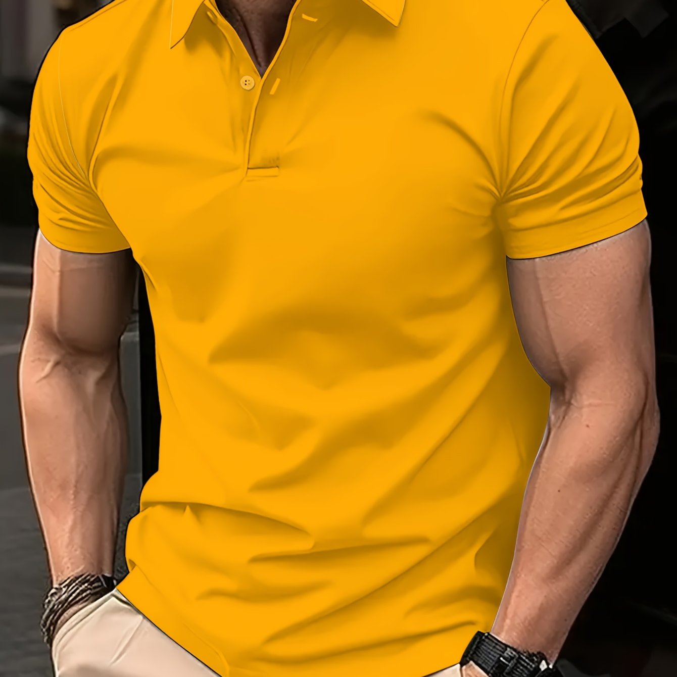 Camisa de manga corta para hombre en poliéster casual en negro, gris y blanco