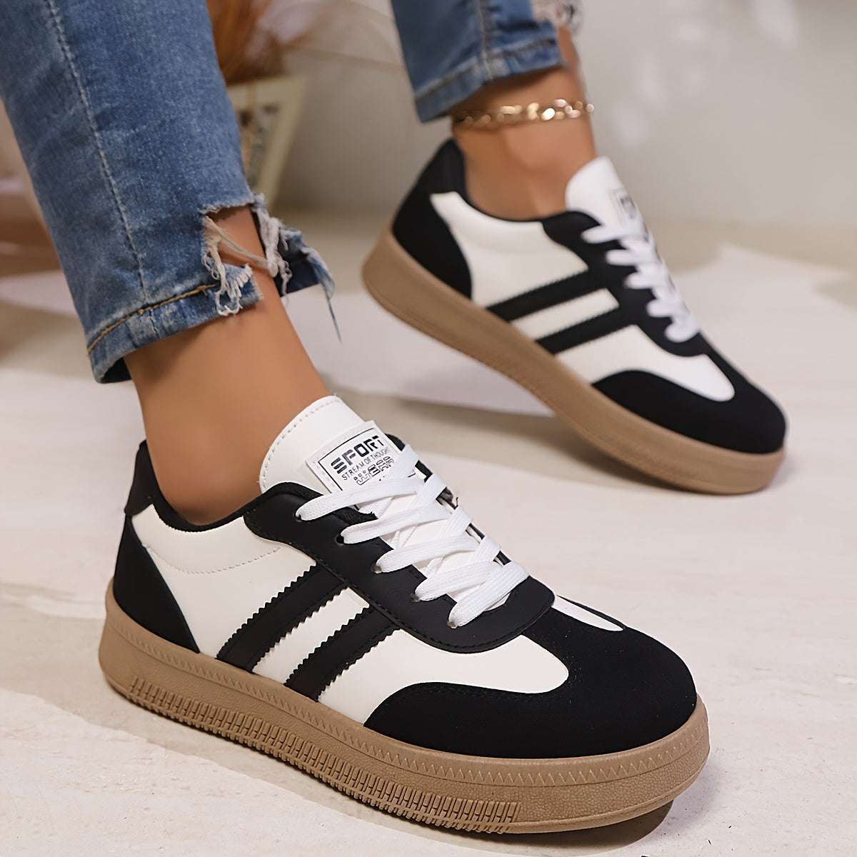 Women's Casual Sneakers Low Top Non-Slip PVC Sole All-Season