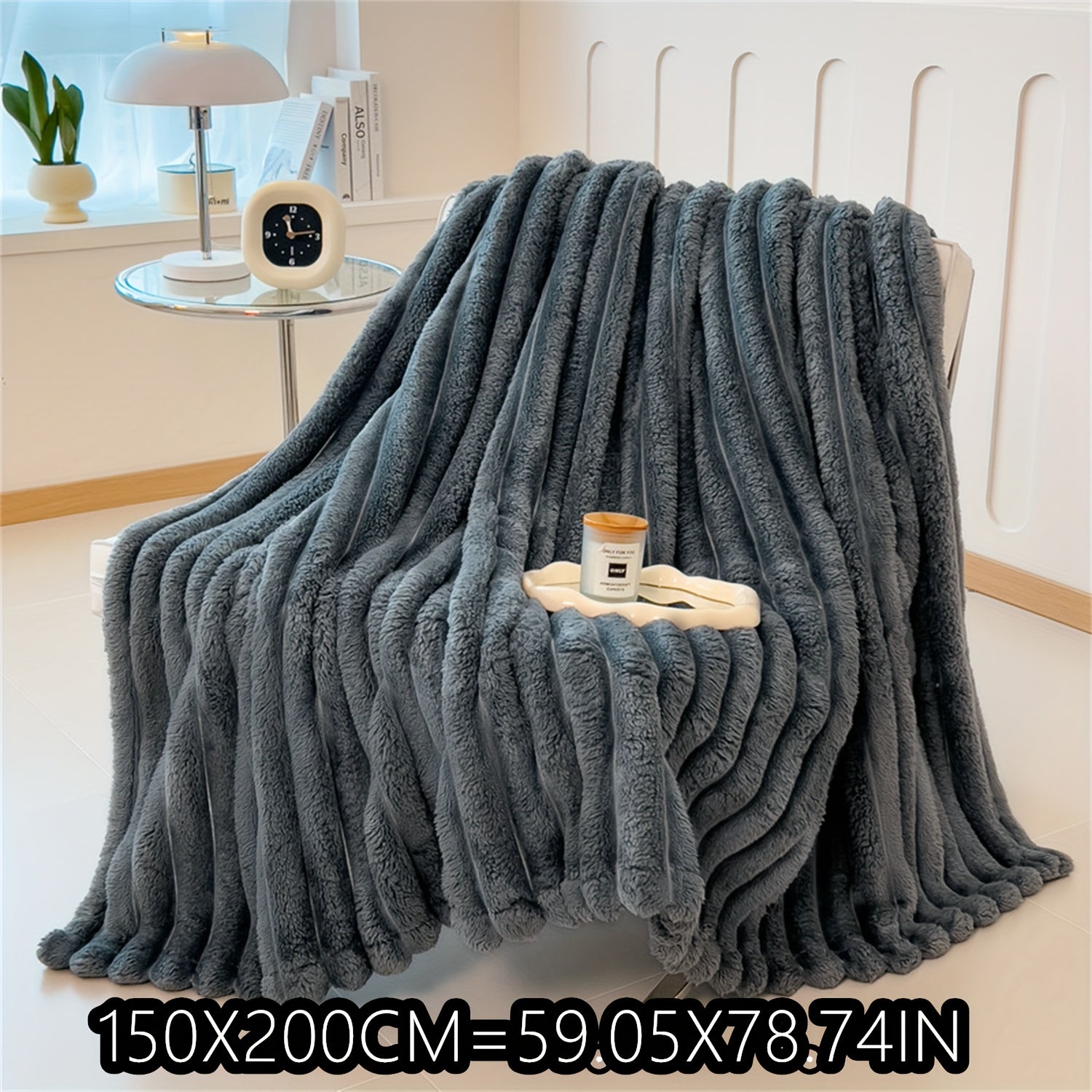 Soft Plush Faux Rabbit Blanket Cozy Warm Stylish for Home and Travel