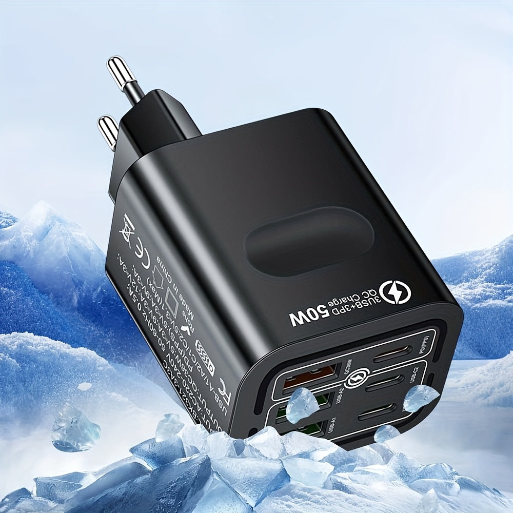 iPhone va Samsung telefonlari uchun 50W 6-port USB C tez zaryadlovchi