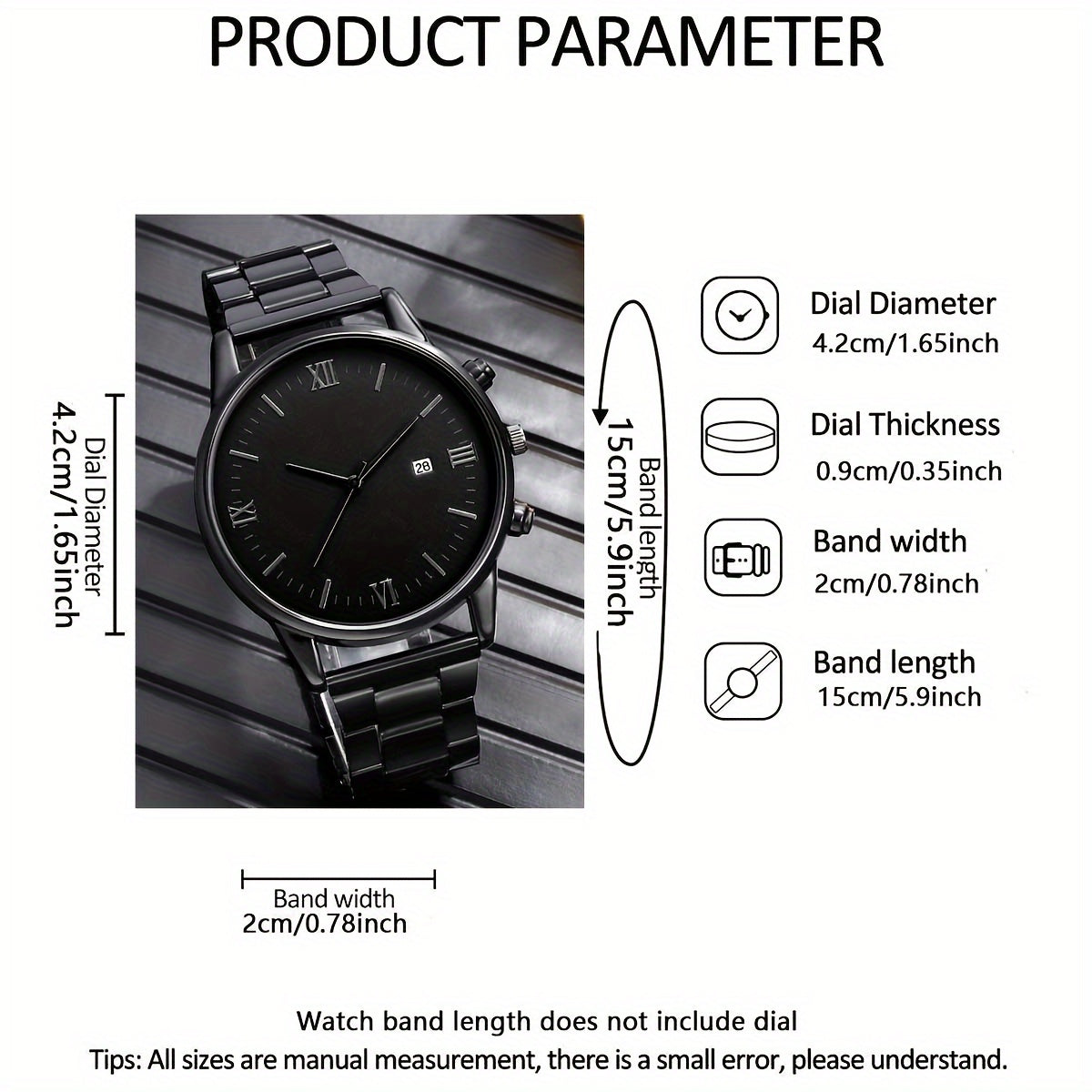 Set of 4 Jewelry and Watch Gift Set with Quartz Watch Cross Pendant Ring and Bracelet