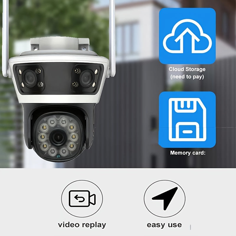 Outdoor Security Camera WiFi Night Vision Two-Way Audio Surveillance Camera with Multiple Lenses