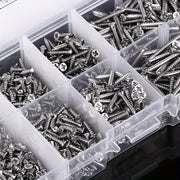 800pcs Self-Tapping Wood Screws Set, Nickel-Plated Carbon Steel, Assortment Kit