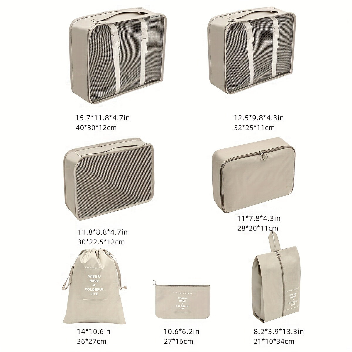 Lightweight Packing Cubes for Suitcases Travel Organization Set of 7 Water-Resistant Durable for Men Women